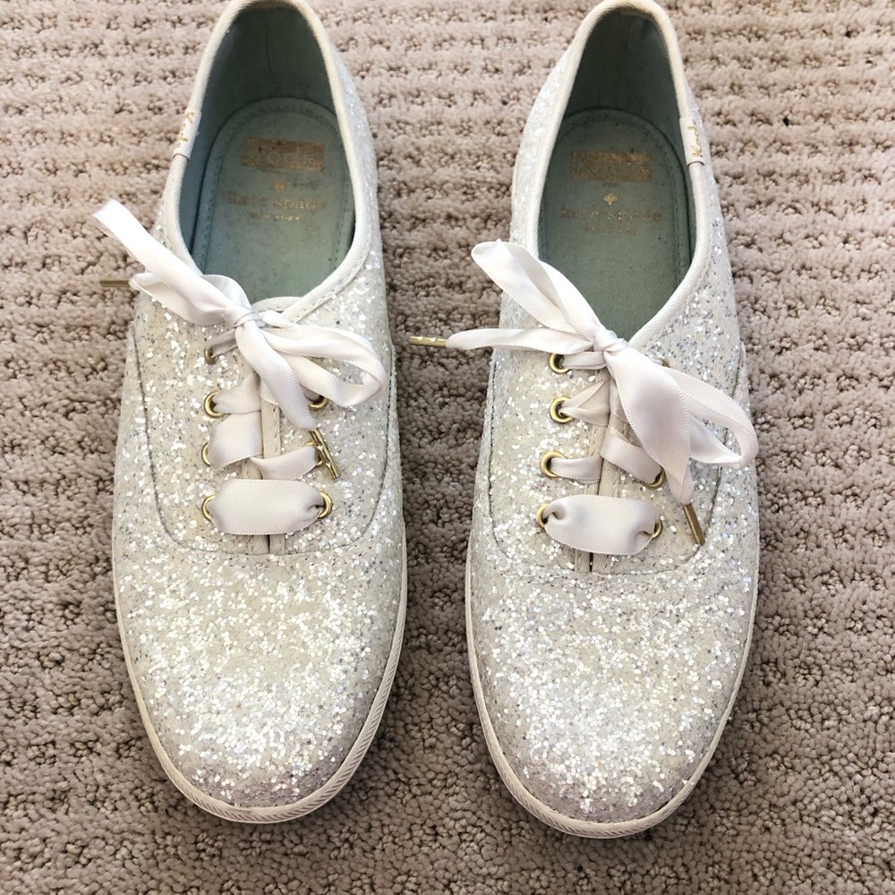 Kate Spade White Glitter Keds Sneakers